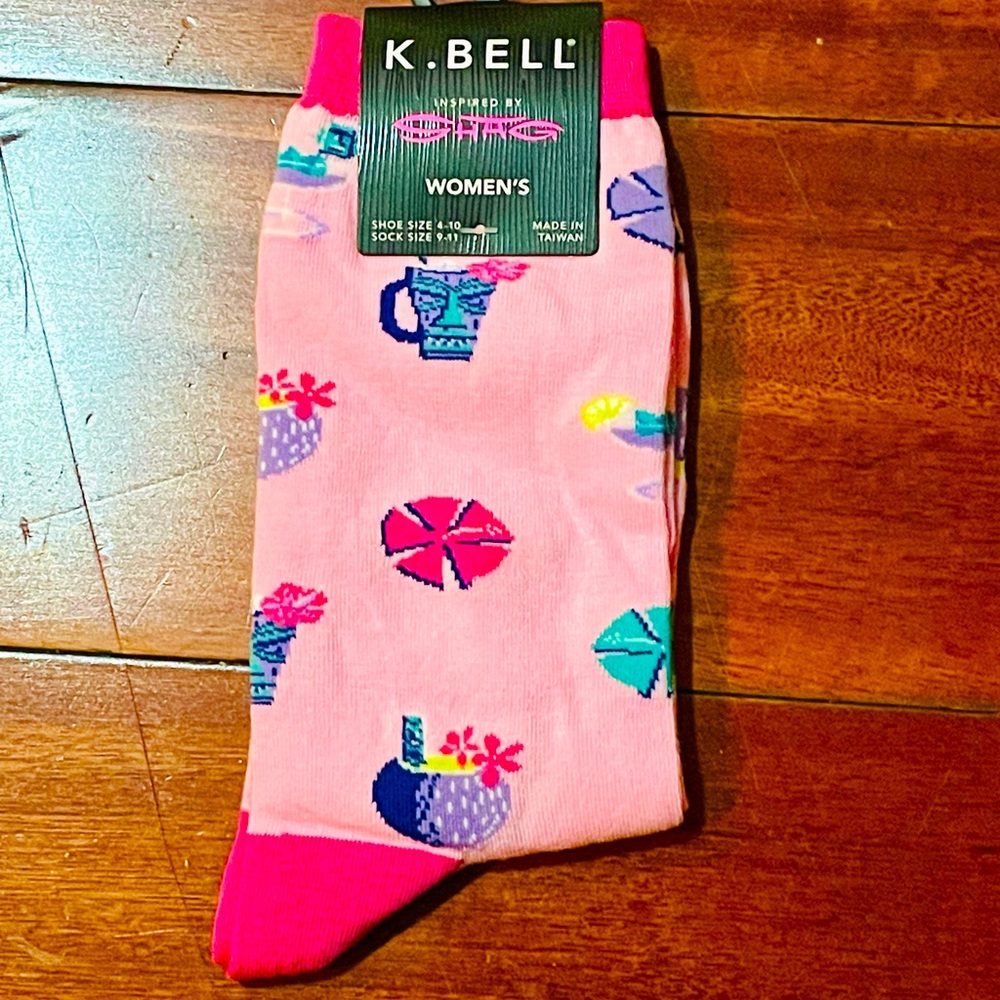 K. BELL Women’s socks. Inspired by SHAG. Pink. Sock Size: 9-11. Shoe Size 4-10.